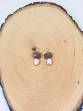 Load image into Gallery viewer, Peach Moonstone and Natural Pearl Dangle Earrings