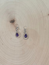 Load image into Gallery viewer, Tear Drop Sterling Silver And Amethyst Dangle Ear Rings