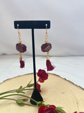Load image into Gallery viewer, Red Jasper and Tassel Statement Earrings