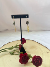 Load image into Gallery viewer, Vintage Brass And Fancy Jasper Chandelier Ear Rings