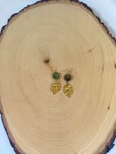 Load image into Gallery viewer, Vintage Brass And Fancy Jasper Chandelier Ear Rings