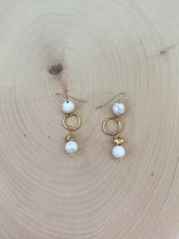 Load image into Gallery viewer, Howlite and Gold Dangle Earrings