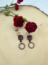 Load image into Gallery viewer, Red Jasper And Hammered Copper Dangle Earrings