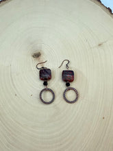 Load image into Gallery viewer, Red Jasper And Hammered Copper Dangle Earrings