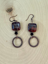 Load image into Gallery viewer, Red Jasper And Hammered Copper Dangle Earrings