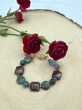 Load image into Gallery viewer, Square Green Jasper Stretch Bracelet