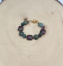Load image into Gallery viewer, Square Green Jasper Stretch Bracelet