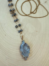 Load image into Gallery viewer, Long Beaded Necklace With Gold Plated Druzy Pendant