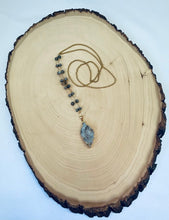 Load image into Gallery viewer, Long Beaded Necklace With Gold Plated Druzy Pendant