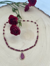 Load image into Gallery viewer, Genuine Ruby Gemstone Bezel Teardrop Pendant Necklace