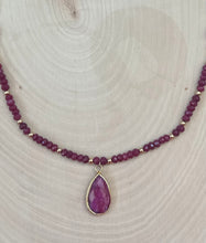 Load image into Gallery viewer, Genuine Ruby Gemstone Bezel Teardrop Pendant Necklace