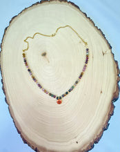Load image into Gallery viewer, Watermelon Tourmaline And Gold Beaded Necklace