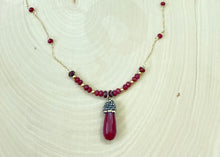 Load image into Gallery viewer, Genuine Ruby Gemstone Teardrop Pendant Long Necklace