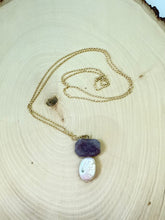 Load image into Gallery viewer, Moonstone and Irregular Natural Pearl Chain Necklace