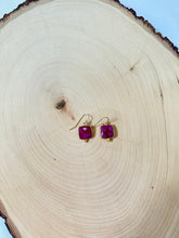 Load image into Gallery viewer, Genuine Square Ruby Gemstone Dangle Earrings