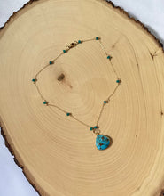 Load image into Gallery viewer, Genuine Turquoise Gold Bezel Gemstone Pendant Necklace