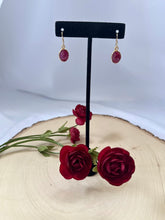 Load image into Gallery viewer, Genuine Ruby Gemstone Oval Dangle Earrings