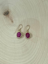 Load image into Gallery viewer, Genuine Ruby Gemstone Oval Dangle Earrings