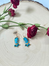 Load image into Gallery viewer, Genuine Turquoise Gold Bezel Gemstone Dangle Earrings