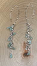 Load image into Gallery viewer, Aquamarine Tear Drop Beads In A Cascade Dangle Earrings