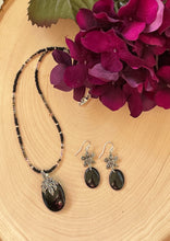 Load image into Gallery viewer, Black Onyx And Silver Marcasite Dangle Earrings