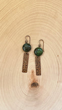 Load image into Gallery viewer, Hammered Brass and Jasper Dangle Ear Rings
