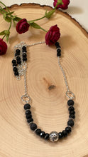 Load image into Gallery viewer, Silver Plated Onyx and Lava Bead Long Necklace