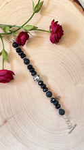Load image into Gallery viewer, Silver Plated Onyx and Lava Bead Clasp Bracelet