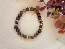 Load image into Gallery viewer, Brown Matte Agate And Copper Beaded Stretch Bracelet