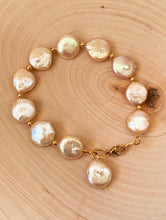 Load image into Gallery viewer, Sand Dollar Genuine Pearl Clasp Bracelet