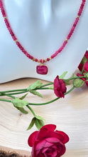 Load image into Gallery viewer, Choker Necklace With Gold Bezel Ruby Pendant