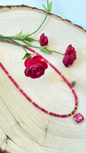 Load image into Gallery viewer, Choker Necklace With Gold Bezel Ruby Pendant