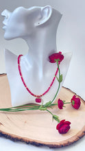 Load image into Gallery viewer, Choker Necklace With Gold Bezel Ruby Pendant