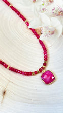 Load image into Gallery viewer, Choker Necklace With Gold Bezel Ruby Pendant