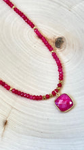 Load image into Gallery viewer, Choker Necklace With Gold Bezel Ruby Pendant
