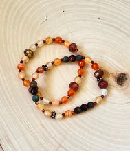 Load image into Gallery viewer, Peach, Matt Brown Agate and Carnelian Bracelet