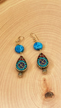 Load image into Gallery viewer, Tibetan Style Inlaid Bead and Jasper Dangle Earrings