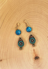 Load image into Gallery viewer, Tibetan Style Inlaid Bead and Jasper Dangle Earrings