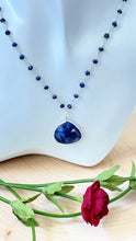 Load image into Gallery viewer, Choker Necklace With Silver Bezel Sapphire Pendant