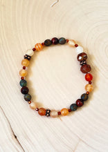 Load image into Gallery viewer, Peach, Matt Brown Agate and Carnelian Bracelet