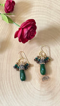 Load image into Gallery viewer, Genuine Emerald Gemstone Teardrop Dangle Earrings