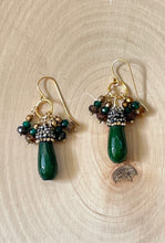 Load image into Gallery viewer, Genuine Emerald Gemstone Teardrop Dangle Earrings