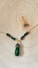 Load image into Gallery viewer, Genuine Emerald Gemstone Teardrop Pendant Long Necklace