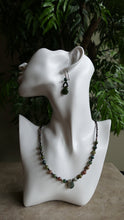 Load image into Gallery viewer, Beaded Tear Drop Green Jasper Gemstone Ear Rings