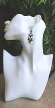 Load image into Gallery viewer, Vintage Chandelier Earrings Antique Brass And Tiger Eye Beads
