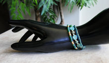 Load image into Gallery viewer, Aqua And Gold Multi Strand Crystal Bracelet