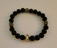 Load image into Gallery viewer, Beaded Unisex Bracelet With Lava Stone And Silver Beads