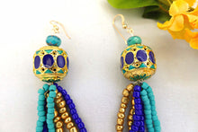 Load image into Gallery viewer, Beaded Statement Enamel Bead Dangle Ear Rings