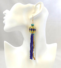 Load image into Gallery viewer, Beaded Statement Enamel Bead Dangle Ear Rings