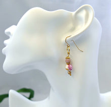 Load image into Gallery viewer, Vintage Crystal and Ceramic Beaded Dangle Ear Rings